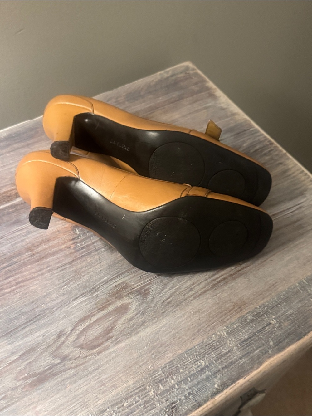 Enzo Angiolini Tan Leather Mid-Heel Loafer Pumps with Buckle Accent - Picture 9 of 13
